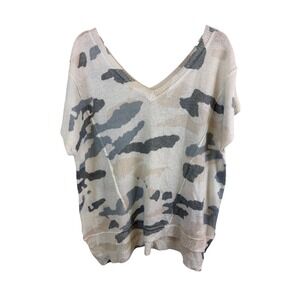 POL Camo V Neck Sweater Top Women Size Large Camo Oversized  Knit